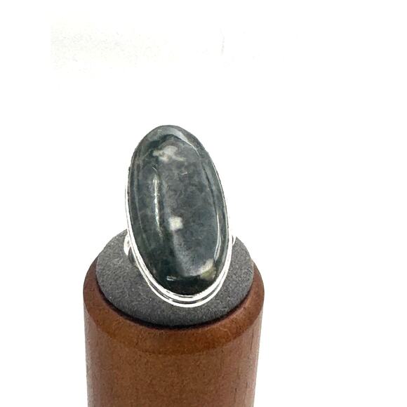 Kambaba Jasper Cabochon .925 Stone Ring Sz 8 - 11 Grams - Picture 1 of 4